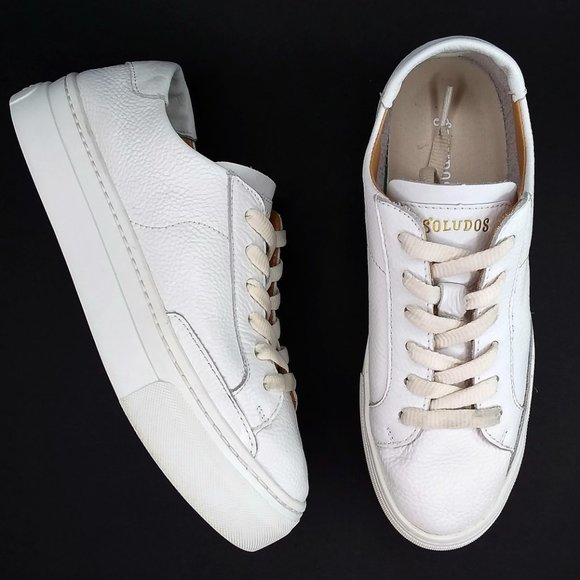 Soludos Shoes - Soludos Ibiza Platform Sneakers White Pebbled Leather